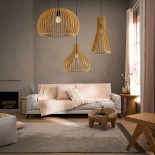 GLOBOSTAR® SCANDINAVIA 01698 Boho Κρεμαστό Φωτιστικό Οροφής με Ντουί 1 x E27 AC 220-240V IP20 - Μπεζ - Μ33 x Π33 x Υ20cm