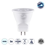 GloboStar® 60108 Σποτ LED GU5.3 MR11 3W 330lm 38° DC 12-24V IP20 Φ3.5 x Υ3.5cm Ψυχρό Λευκό 6000K - 3 Years Warranty