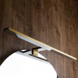GloboStar® NINA 60421 Μοντέρνο Φωτιστικό Τοίχου - Απλίκα Καθρέπτη Μπάνιου - Πίνακα LED 12W 1400lm 120° AC 220-240V IP44 Μ60 x Π10.5 x Υ4cm - Φυσικό Λευκό 4500K - Χρυσό - 3 Years Warranty