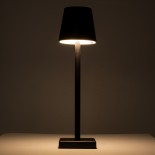 GloboStar® NEGA 60473 Μοντέρνο Επιτραπέζιο Φωτιστικό Πορτατίφ LED 2.2W 154lm 360° DC 5V Επαναφορτιζόμενο με Μπαταρία Li-ion 4000mAh - Διακόπτη Αφής - Θερμό Λευκό 2700K - Dimmable - D10 x H39cm - Μαύρο - 2 Years Warranty
