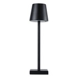 GloboStar® NEGA 60473 Μοντέρνο Επιτραπέζιο Φωτιστικό Πορτατίφ LED 2.2W 154lm 360° DC 5V Επαναφορτιζόμενο με Μπαταρία Li-ion 4000mAh - Διακόπτη Αφής - Θερμό Λευκό 2700K - Dimmable - D10 x H39cm - Μαύρο - 2 Years Warranty