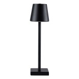GloboStar® NEGA 60473 Μοντέρνο Επιτραπέζιο Φωτιστικό Πορτατίφ LED 2.2W 154lm 360° DC 5V Επαναφορτιζόμενο με Μπαταρία Li-ion 4000mAh - Διακόπτη Αφής - Θερμό Λευκό 2700K - Dimmable - D10 x H39cm - Μαύρο - 2 Years Warranty