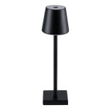 GloboStar® NEGA 60473 Μοντέρνο Επιτραπέζιο Φωτιστικό Πορτατίφ LED 2.2W 154lm 360° DC 5V Επαναφορτιζόμενο με Μπαταρία Li-ion 4000mAh - Διακόπτη Αφής - Θερμό Λευκό 2700K - Dimmable - D10 x H39cm - Μαύρο - 2 Years Warranty