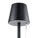 GloboStar® NEGA 60473 Μοντέρνο Επιτραπέζιο Φωτιστικό Πορτατίφ LED 2.2W 154lm 360° DC 5V Επαναφορτιζόμενο με Μπαταρία Li-ion 4000mAh - Διακόπτη Αφής - Θερμό Λευκό 2700K - Dimmable - D10 x H39cm - Μαύρο - 2 Years Warranty