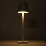 GloboStar® NEGA 60474 Μοντέρνο Επιτραπέζιο Φωτιστικό Πορτατίφ LED 2.2W 154lm 360° DC 5V Επαναφορτιζόμενο με Μπαταρία Li-ion 4000mAh - Διακόπτη Αφής - Θερμό Λευκό 2700K - Dimmable - D10 x H39cm - Λευκό - 2 Years Warranty