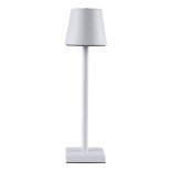 GloboStar® NEGA 60474 Μοντέρνο Επιτραπέζιο Φωτιστικό Πορτατίφ LED 2.2W 154lm 360° DC 5V Επαναφορτιζόμενο με Μπαταρία Li-ion 4000mAh - Διακόπτη Αφής - Θερμό Λευκό 2700K - Dimmable - D10 x H39cm - Λευκό - 2 Years Warranty