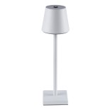 GloboStar® NEGA 60474 Μοντέρνο Επιτραπέζιο Φωτιστικό Πορτατίφ LED 2.2W 154lm 360° DC 5V Επαναφορτιζόμενο με Μπαταρία Li-ion 4000mAh - Διακόπτη Αφής - Θερμό Λευκό 2700K - Dimmable - D10 x H39cm - Λευκό - 2 Years Warranty