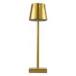GloboStar® NEGA 60475 Μοντέρνο Επιτραπέζιο Φωτιστικό Πορτατίφ LED 2.2W 154lm 360° DC 5V Επαναφορτιζόμενο με Μπαταρία Li-ion 4000mAh - Διακόπτη Αφής - Θερμό Λευκό 2700K - Dimmable - D10 x H39cm - Χρυσό - 2 Years Warranty