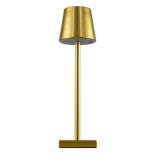 GloboStar® NEGA 60475 Μοντέρνο Επιτραπέζιο Φωτιστικό Πορτατίφ LED 2.2W 154lm 360° DC 5V Επαναφορτιζόμενο με Μπαταρία Li-ion 4000mAh - Διακόπτη Αφής - Θερμό Λευκό 2700K - Dimmable - D10 x H39cm - Χρυσό - 2 Years Warranty