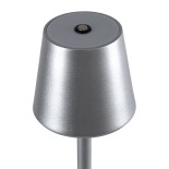 GloboStar® NEGA 60476 Μοντέρνο Επιτραπέζιο Φωτιστικό Πορτατίφ LED 2.2W 154lm 360° DC 5V Επαναφορτιζόμενο με Μπαταρία Li-ion 4000mAh - Διακόπτη Αφής - Θερμό Λευκό 2700K - Dimmable - D10 x H39cm - Ασημί - 2 Years Warranty