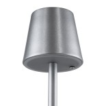 GloboStar® NEGA 60476 Μοντέρνο Επιτραπέζιο Φωτιστικό Πορτατίφ LED 2.2W 154lm 360° DC 5V Επαναφορτιζόμενο με Μπαταρία Li-ion 4000mAh - Διακόπτη Αφής - Θερμό Λευκό 2700K - Dimmable - D10 x H39cm - Ασημί - 2 Years Warranty