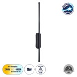 GLOBOSTAR® HARLEM 61331 Μοντέρνο Φωτιστικό Τοίχου - Απλίκα LED 9W 1080lm 120° AC 220-240V IP20 Ρυθμιζόμενο Λευκό CCT με On/Off 2700K/4500K/6000K - Lumileds SMD Chip - Μαύρο Ματ - Μ5 x Π4 x Υ60cm - 3 Χρόνια Εγγύηση