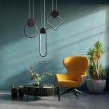 GLOBOSTAR® MARY 61082 Μοντέρνο Κρεμαστό Φωτιστικό Οροφής LED 12W 1440lm 300° AC 220-240V IP20 Ρυθμιζόμενο Λευκό CCT με On/Off 2700K/4500K/6000K - Lumileds SMD Chip - Μαύρο Ματ - Μ20 x Π2.3 x Υ28.5cm - 3 Χρόνια Εγγύηση