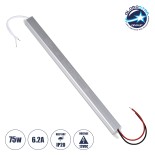 GloboStar® 73025 Μεταλλικό Τροφοδοτικό PELV Ultra Slim για Προϊόντα LED 75W 6.25A - AC 220-240V σε DC 12V - IP20 L31 x W1.8 x H1.8cm - 3 Χρόνια Εγγύηση