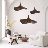GloboStar® CUBA 01720 Boho Κρεμαστό Φωτιστικό Καμπάνα Μονόφωτο 1 x E27 IP20 Καφέ Ξύλο - Μ53 x Π53 x Υ30cm