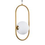 GloboStar® HAMBURG 00590 Μοντέρνο Κρεμαστό Φωτιστικό Μπάλα Μονόφωτο 1 x G9 IP20 Χρυσό Μέταλλο με Λευκό Γυαλί - Μ20 x Π15 x Υ40cm