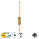 GLOBOSTAR® HARLEM 61332 Μοντέρνο Φωτιστικό Τοίχου - Απλίκα LED 9W 1080lm 120° AC 220-240V IP20 Ρυθμιζόμενο Λευκό CCT με On/Off 2700K/4500K/6000K - Lumileds SMD Chip - Χρυσό Βούρτσας - Μ5 x Π4 x Υ60cm - 3 Χρόνια Εγγύηση