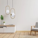 GLOBOSTAR® HAMBURG 00592 Μοντέρνο Κρεμαστό Φωτιστικό Οροφής με Ντουί 1 x E14 AC 220-240V IP20 - Χρυσό & Λευκό - Μ25 x Π20 x Υ50cm