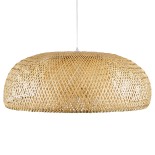 GloboStar® SAN TROPEZ 00673 Boho Κρεμαστό Φωτιστικό Καμπάνα Μονόφωτο 1 x E27 IP20 Μπεζ Ξύλο - Μ100 x Π100 x Y35cm