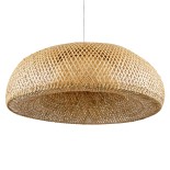 GloboStar® SAN TROPEZ 00673 Boho Κρεμαστό Φωτιστικό Καμπάνα Μονόφωτο 1 x E27 IP20 Μπεζ Ξύλο - Μ100 x Π100 x Y35cm