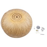 GloboStar® SAN TROPEZ 00673 Boho Κρεμαστό Φωτιστικό Καμπάνα Μονόφωτο 1 x E27 IP20 Μπεζ Ξύλο - Μ100 x Π100 x Y35cm