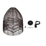 GloboStar® ALOHA 01752 Boho Κρεμαστό Φωτιστικό Καμπάνα Μονόφωτο 1 x E27 IP20 Καφέ Ρατάν - Μ43 x Π43 x Y46cm