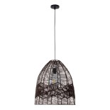 GloboStar® ALOHA 01752 Boho Κρεμαστό Φωτιστικό Καμπάνα Μονόφωτο 1 x E27 IP20 Καφέ Ρατάν - Μ43 x Π43 x Y46cm