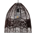 GloboStar® ALOHA 01752 Boho Κρεμαστό Φωτιστικό Καμπάνα Μονόφωτο 1 x E27 IP20 Καφέ Ρατάν - Μ43 x Π43 x Y46cm