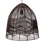 GloboStar® ALOHA 01752 Boho Κρεμαστό Φωτιστικό Καμπάνα Μονόφωτο 1 x E27 IP20 Καφέ Ρατάν - Μ43 x Π43 x Y46cm