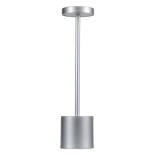 GloboStar® JOJO 76521 Επαναφορτιζόμενο Επιτραπέζιο Φωτιστικό Πορτατίφ LED 1.5W 105lm 120° DC 5V IP44 CCT Ultra Θερμό 1500K - Φυσικό Λευκό 4500K - Ψυχρό Λευκό 6000K Dimmable Ασημί Αλουμίνιο - Μ8 x Π8 x Υ34cm - 2 Χρόνια Εγγύηση