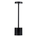 GloboStar® JOJO 76520 Επαναφορτιζόμενο Επιτραπέζιο Φωτιστικό Πορτατίφ LED 1.5W 105lm 120° DC 5V IP44 CCT Ultra Θερμό 1500K - Φυσικό Λευκό 4500K - Ψυχρό Λευκό 6000K Dimmable Μαύρο Αλουμίνιο - Μ8 x Π8 x Υ34cm - 2 Χρόνια Εγγύηση