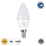GloboStar® 60002 Λάμπα LED E14 C37 Κεράκι 4W 376lm 260° AC 220-240V IP20 Φ3.7 x Υ10cm Θερμό Λευκό 2700K - 3 Years Warranty
