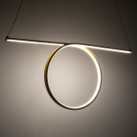 GloboStar® ROME 61297 Κρεμαστό Φωτιστικό Οροφής Linear Design LED CCT 24W 2640lm 200° AC 220-240V - Εναλλαγή Φωτισμού μέσω Διακόπτη On/Off All In One Ψυχρό 6000k+Φυσικό 4500k+Θερμό 2700k Μ65.5 x Π4 x Υ33cm - Χρυσό Βούρτσας - 3 Years Warranty