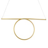 GloboStar® ROME 61297 Κρεμαστό Φωτιστικό Οροφής Linear Design LED CCT 24W 2640lm 200° AC 220-240V - Εναλλαγή Φωτισμού μέσω Διακόπτη On/Off All In One Ψυχρό 6000k+Φυσικό 4500k+Θερμό 2700k Μ65.5 x Π4 x Υ33cm - Χρυσό Βούρτσας - 3 Years Warranty