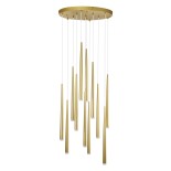 GloboStar® TEARS 61314 Κρεμαστό Φωτιστικό Οροφής Design LED CCT 36W 3960lm 180° AC 220-240V - Εναλλαγή Φωτισμού μέσω Τηλεχειριστηρίου All In One Ψυχρό 6000k+Φυσικό 4500k+Θερμό 2700k Dimmable Φ60 x Υ51.5cm - Χρυσό Βούρτσας - 3 Years Warranty