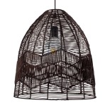 GloboStar® ALOHA 01752 Boho Κρεμαστό Φωτιστικό Καμπάνα Μονόφωτο 1 x E27 IP20 Καφέ Ρατάν - Μ43 x Π43 x Y46cm