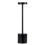 GloboStar® JOJO 76520 Επαναφορτιζόμενο Επιτραπέζιο Φωτιστικό Πορτατίφ LED 1.5W 105lm 120° DC 5V IP44 CCT Ultra Θερμό 1500K - Φυσικό Λευκό 4500K - Ψυχρό Λευκό 6000K Dimmable Μαύρο Αλουμίνιο - Μ8 x Π8 x Υ34cm - 2 Χρόνια Εγγύηση