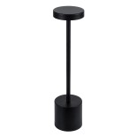 GloboStar® JOJO 76520 Επαναφορτιζόμενο Επιτραπέζιο Φωτιστικό Πορτατίφ LED 1.5W 105lm 120° DC 5V IP44 CCT Ultra Θερμό 1500K - Φυσικό Λευκό 4500K - Ψυχρό Λευκό 6000K Dimmable Μαύρο Αλουμίνιο - Μ8 x Π8 x Υ34cm - 2 Χρόνια Εγγύηση