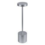 GloboStar® JOJO 76521 Επαναφορτιζόμενο Επιτραπέζιο Φωτιστικό Πορτατίφ LED 1.5W 105lm 120° DC 5V IP44 CCT Ultra Θερμό 1500K - Φυσικό Λευκό 4500K - Ψυχρό Λευκό 6000K Dimmable Ασημί Αλουμίνιο - Μ8 x Π8 x Υ34cm - 2 Χρόνια Εγγύηση