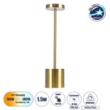 GloboStar® JOJO 76523 Μοντέρνο Επιτραπέζιο Φωτιστικό Πορτατίφ LED 1.5W 105lm 120° DC 5V Επαναφορτιζόμενο με Μπαταρία Li-ion 1800mAh - Διακόπτη Αφής με 3 Εναλλαγές Φωτισμού CCT Θερμό - Φυσικό - Ψυχρό 1500K - 4500K - 6000K Dimmable - D8 x H34cm - Χρυσό