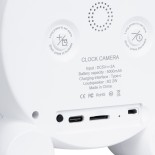 GloboStar® 86015 Rechargeable Table Camera 2MP WiFi HD 1080P 120° 5000mAh Two Way Audio Motion Detection & Digital Clock - Επαναφορτιζόμενη Επιτραπέζια Κάμερα 2MP WiFi HD 1080P 120° 5000mAh Διπλή Κατέυθυνση Ομιλίας Ανιχνευτή Κίνησης Ψηφιακό Ρολόι - Λευκό