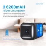 GloboStar® 86019 Επαναφορτιζόμενη Επιτραπέζια/Τοίχου IP Camera 1080P WiFi 75° Μοιρών - 6200mAh - Νυχτερινή Όραση με LED IR - Διπλή Κατέυθυνση Ομιλίας - Ανιχνευτή Κίνησης - Νυχτερινή Λήψη - Θέση SD Κάρτας Max 128GB - 25 Μέρες Stand By