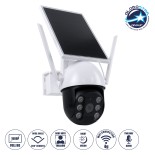 GloboStar® 86029 Αυτόνομη Ηλιακή IP Camera 1080P 2MP WiFi 4G SIM CARD 360° Μοιρών - 3200mAh - Φωτοβολταϊκό Πάνελ - Νυχτερινή Όραση με LED IR - Ανιχνευτή Κίνησης - Νυχτερινή Λήψη - Αδιάβροχη IP66 - Λευκό