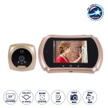 GloboStar® 86066 Επαναφορτιζόμενη Ψηφιακή Έξυπνη Camera Εξώπορτας 90° Μοιρών με Έγχρωμη Οθόνη 3.5