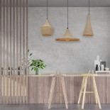 GLOBOSTAR® SHANGHAI ROPE 00875 Μοντέρνo Κρεμαστό Φωτιστικό Οροφής με Ντουί 3 x E27 AC 220-240V IP20 - Μπεζ & Χρυσό - Μ81 x Π81 x Υ39cm - Σετ 3 Τεμαχίων