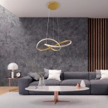 GLOBOSTAR® DEXTER 61051 Μοντέρνο Κρεμαστό Φωτιστικό Οροφής LED 72W 8064lm 300° AC 220-240V IP20 Ρυθμιζόμενο Λευκό CCT με Χειριστήριο από 2700K έως 6000K Dimmable - Lumileds SMD Chip - Χρυσό Βούρτσας - Μ56 x Π56 x Υ14cm - 3 Χρόνια Εγγύηση