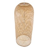 GloboStar® CALERO 01712 Boho Κρεμαστό Φωτιστικό Καμπάνα Μονόφωτο 1 x E27 IP20 Μπεζ Ξύλο - Μ40 x Π40 x Υ90cm