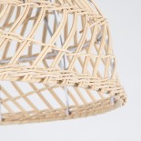 GloboStar® COMORES 01727 Boho Κρεμαστό Φωτιστικό Καμπάνα Μονόφωτο 1 x E27 IP20 Μπεζ Ρατάν - Μ40 x Π40 x Y20cm