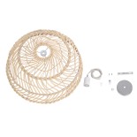GloboStar® COMORES 01727 Boho Κρεμαστό Φωτιστικό Καμπάνα Μονόφωτο 1 x E27 IP20 Μπεζ Ρατάν - Μ40 x Π40 x Y20cm