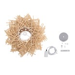 GloboStar® MINORCA 01729 Boho Κρεμαστό Φωτιστικό Πλέγμα Μονόφωτο 1 x E27 IP20 Μπεζ Ξύλο - Μ30 x Π30 x Υ18cm